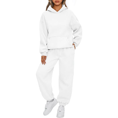 Damen Sportanzug Hoodie Jogginghosen Baumwolle Beige