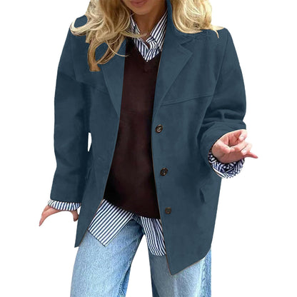 Damen Oversized Blazer Wildlederimitat Eveloria