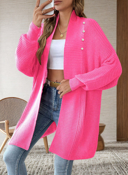 Damen Strickjacke Perlenknöpfe Elegantes Design Eveloria