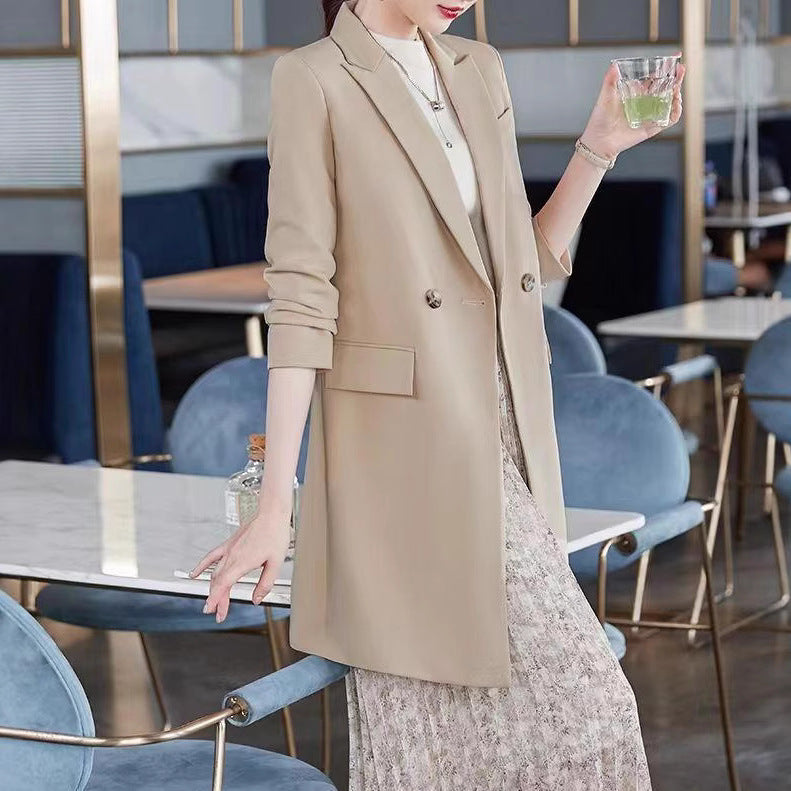 Damen Langblazer Doppelter Knopfleiste Eveloria