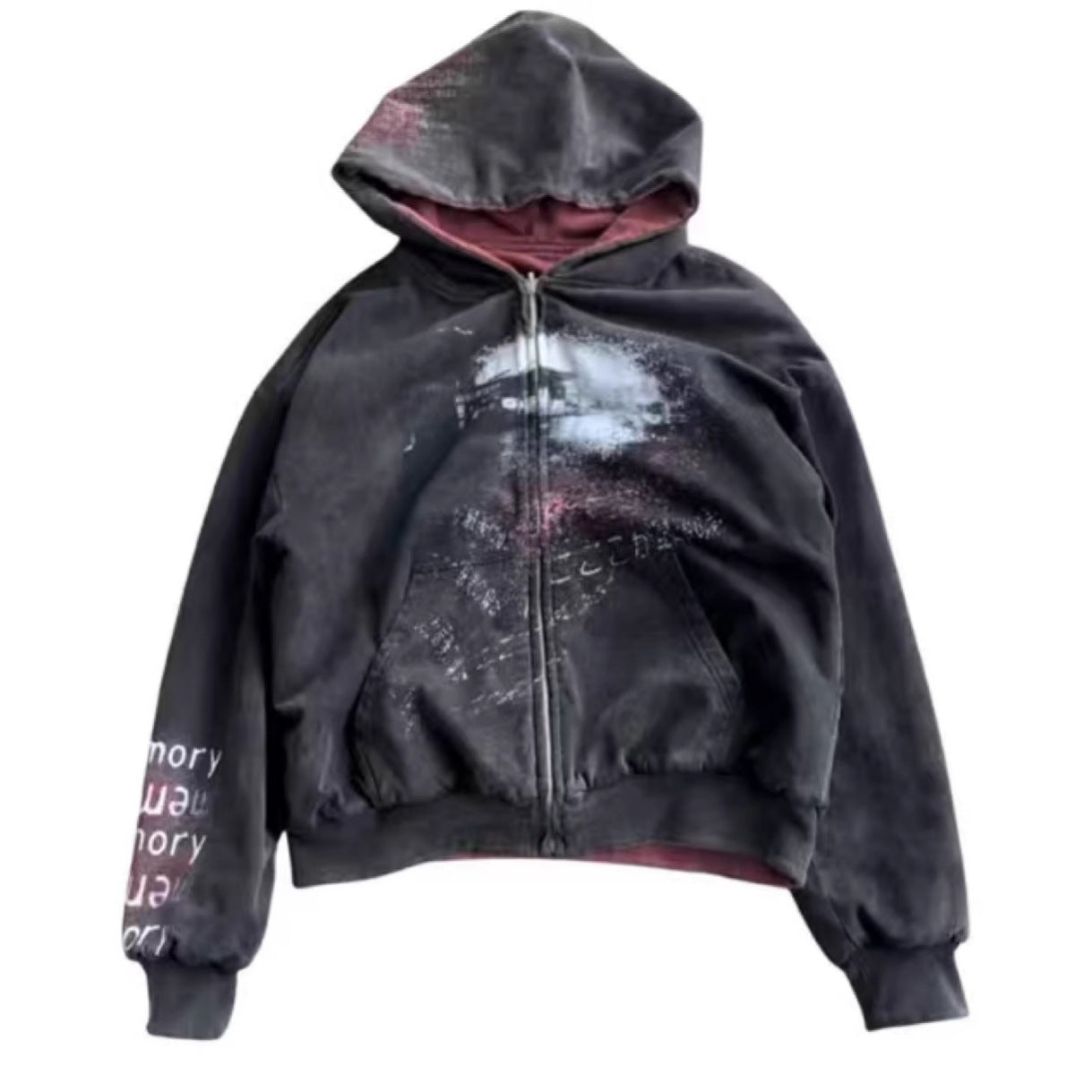 Eveloria Damen Kapuzenjacke Grafikmuster Baumwolle Schwarz - Eveloria