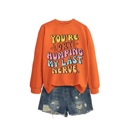 Damen Sweatshirt Lässiger Schnitt Comic-Slogan Grau Eveloria