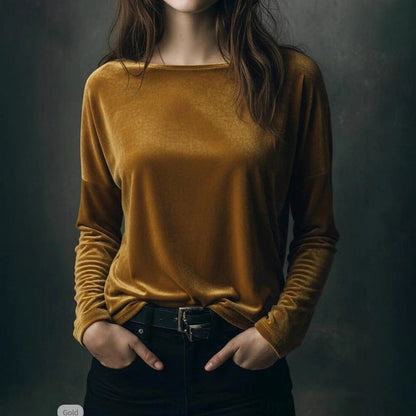 Eveloria Damen Velours-Longsleeve Leicht