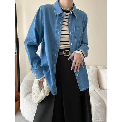 Damen Langarmshirt Gestreift Weich Eveloria