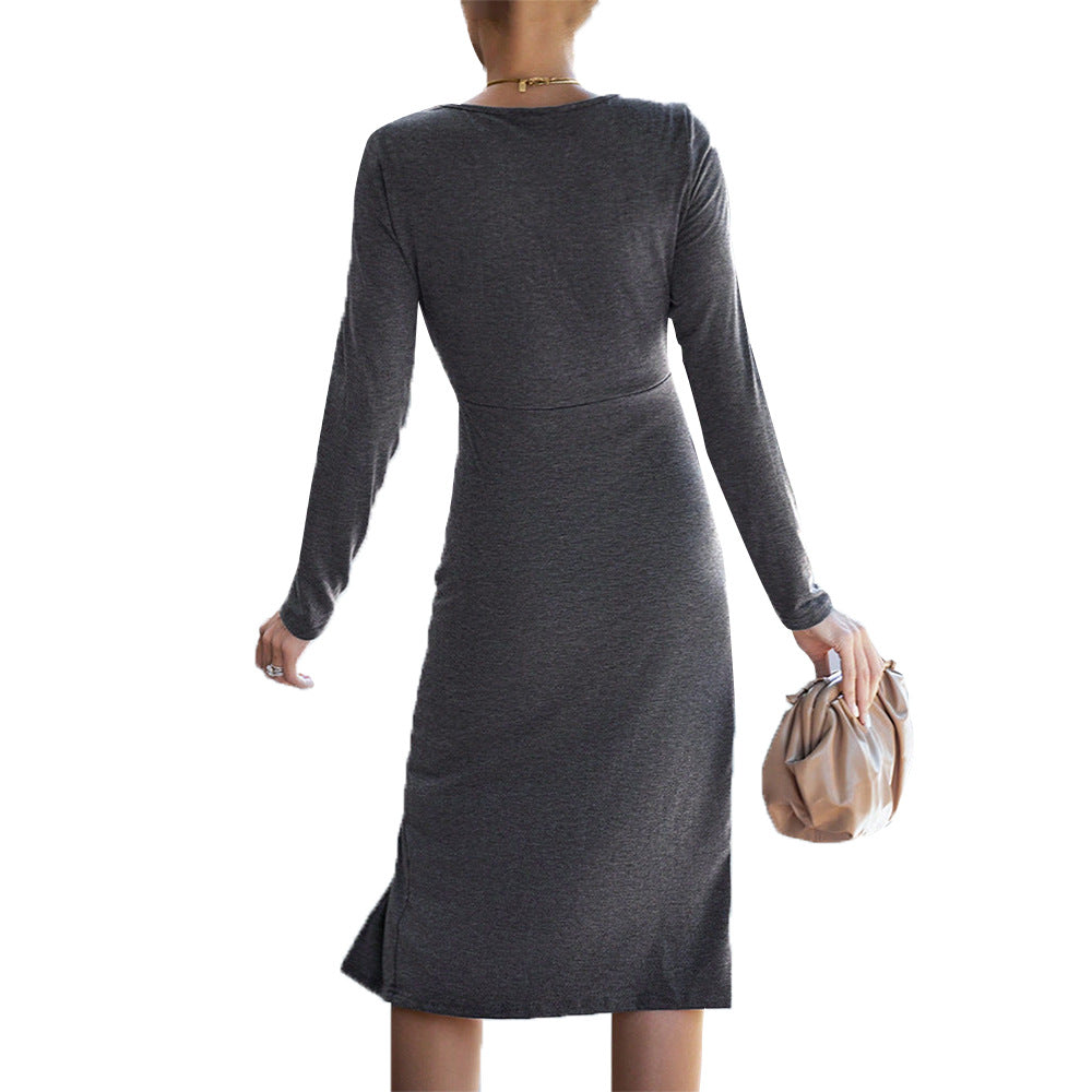 Damen Midi-Kleid Cut-Out-Details Elegantes Drapierungsdesign