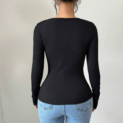 Damen Bodysuit Langarm mit Schleifen Dekoration Eveloria