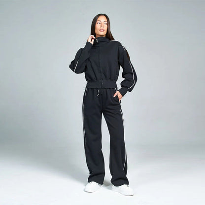 Damen Sportset Stehkragen Reißverschlusstaschen