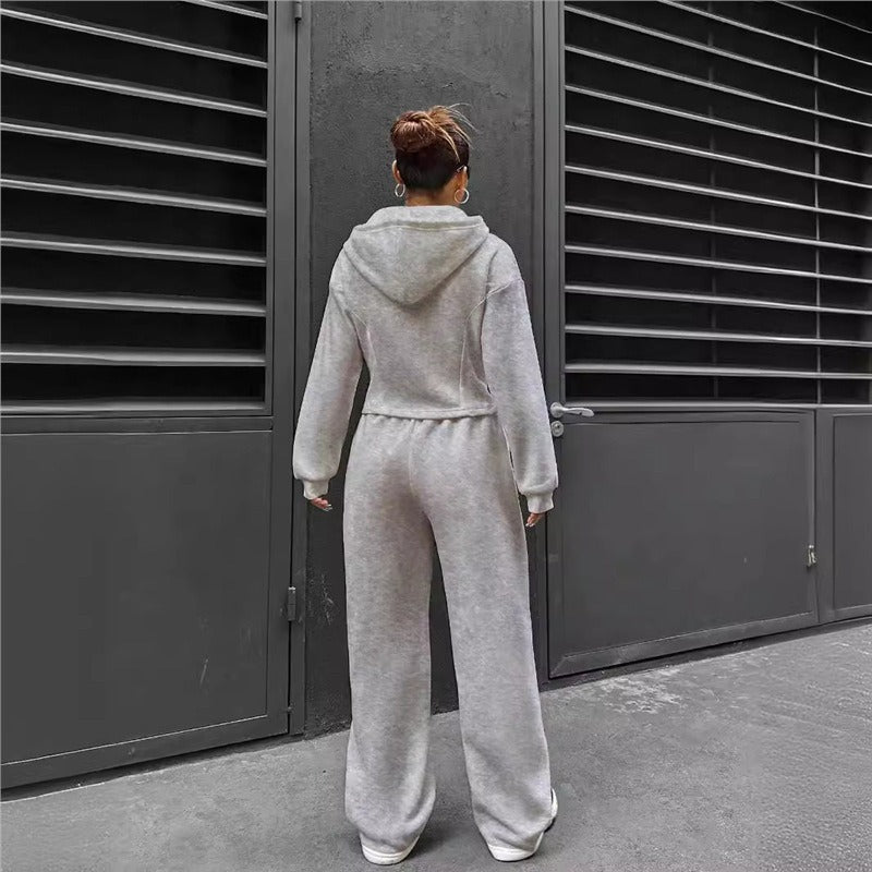 Damen Hoodie-Set Figurbetont mit Zipperdetails Eveloria