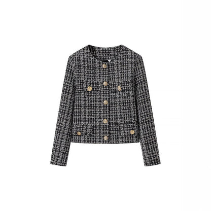Damen Tweedjacke Goldknöpfe Braun Eveloria - Eveloria