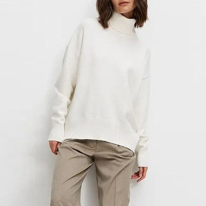 Damen Rollkragenpullover Oversized Kuschelfleece Grau