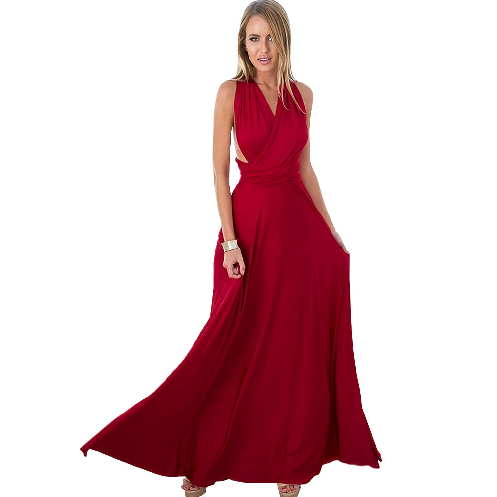 Damen Maxikleid Wickel-Design Figurbetonend Eveloria