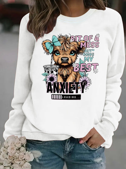 Damen Sweatshirt Hundedesign Weiss