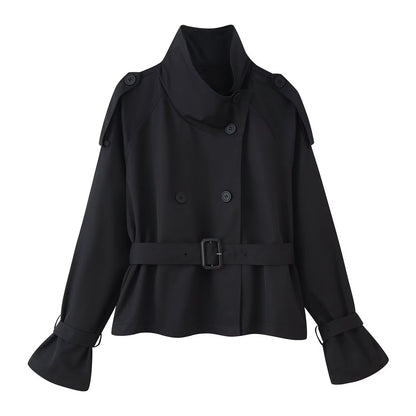 Damen Trenchcoatjacke mit Gürtel und Breitem Revers Eveloria