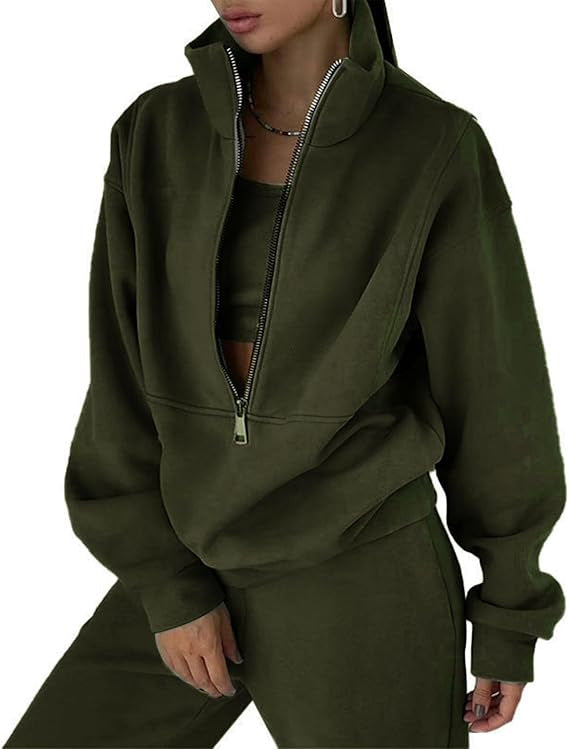 Damen Fleece-Pullover Hochkragen Reißverschluss Kuschelig Grau