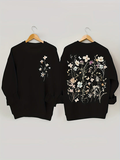Damen Sweatshirt Florales Design Weich Eveloria
