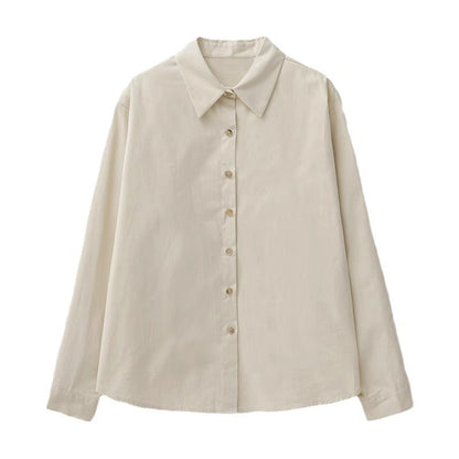 Damen Bluse Elegantes Design Schmaler Kragen Weiße Eveloria