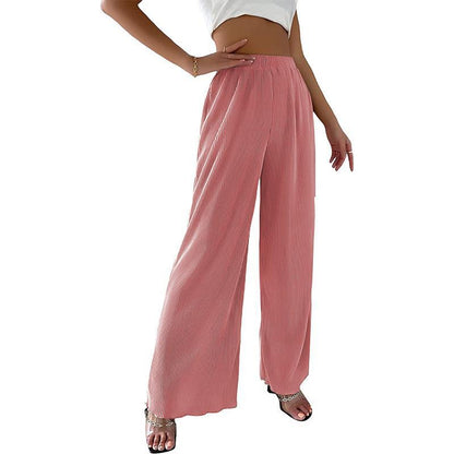Damen Plissee-Hose Weites Bein Elastischer Bund Eveloria