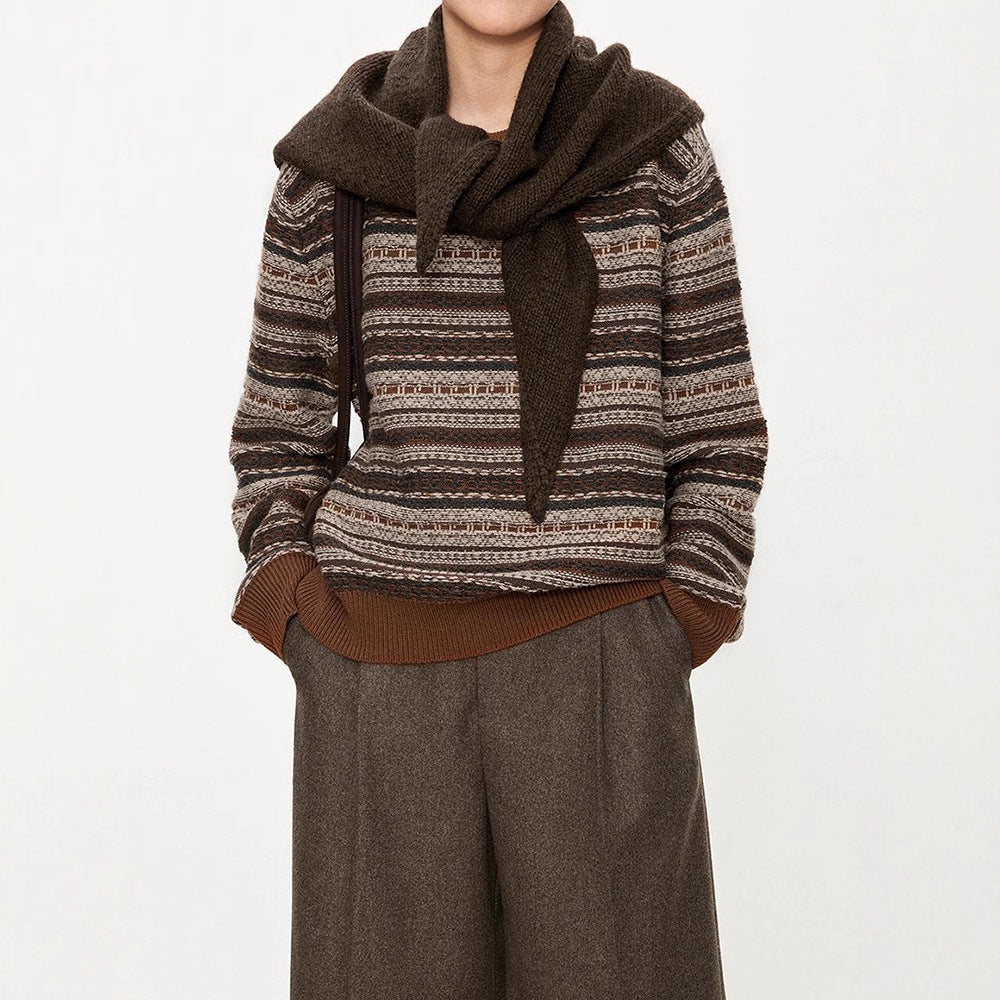 Damen Strickpullover Französischer Gürtel Detail Grau