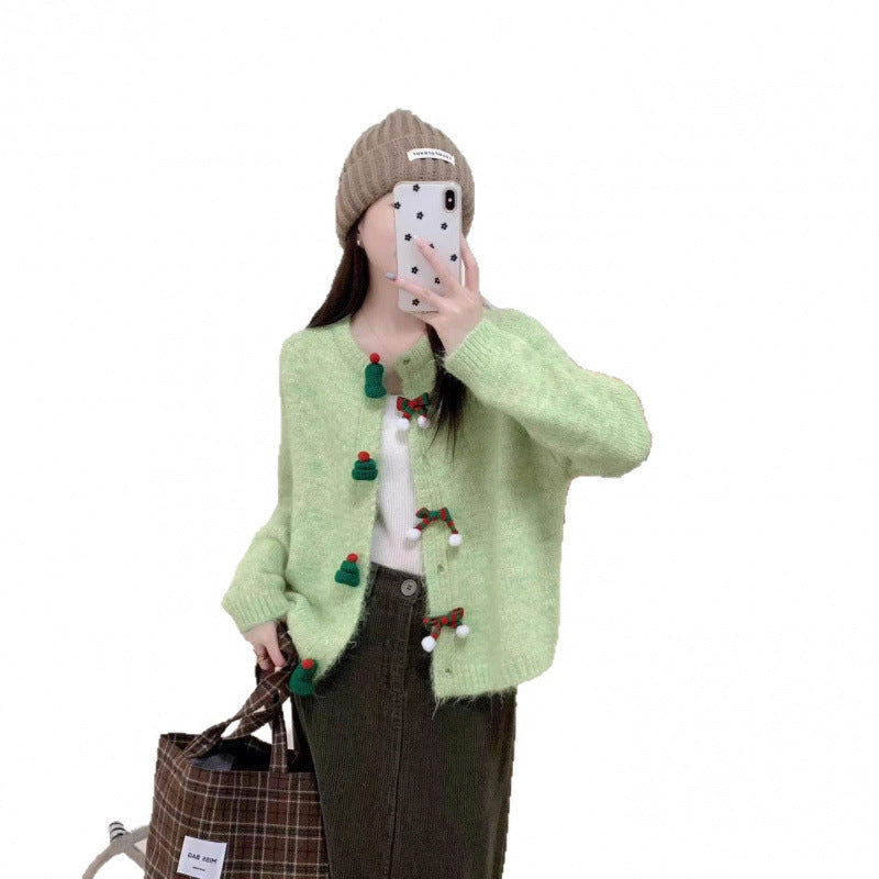 Damen Strickjacke Festliche Applikationen Knöpfe Eveloria