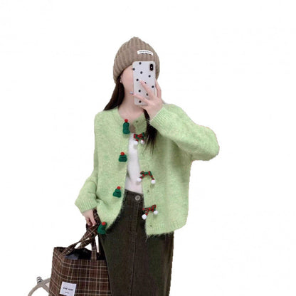 Damen Strickjacke Festliche Applikationen Knöpfe Eveloria