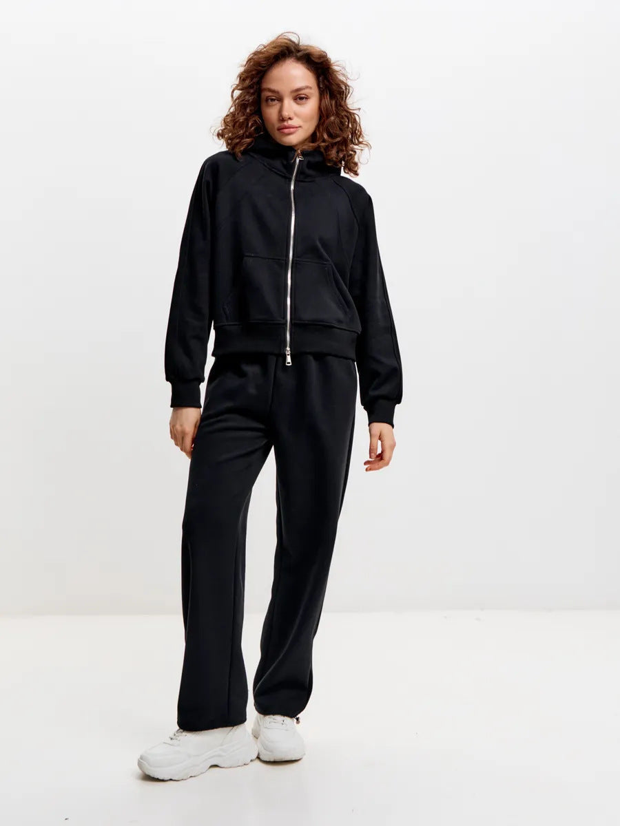 Damen Fleece-Jogginganzug mit Reißverschluss und Taschen