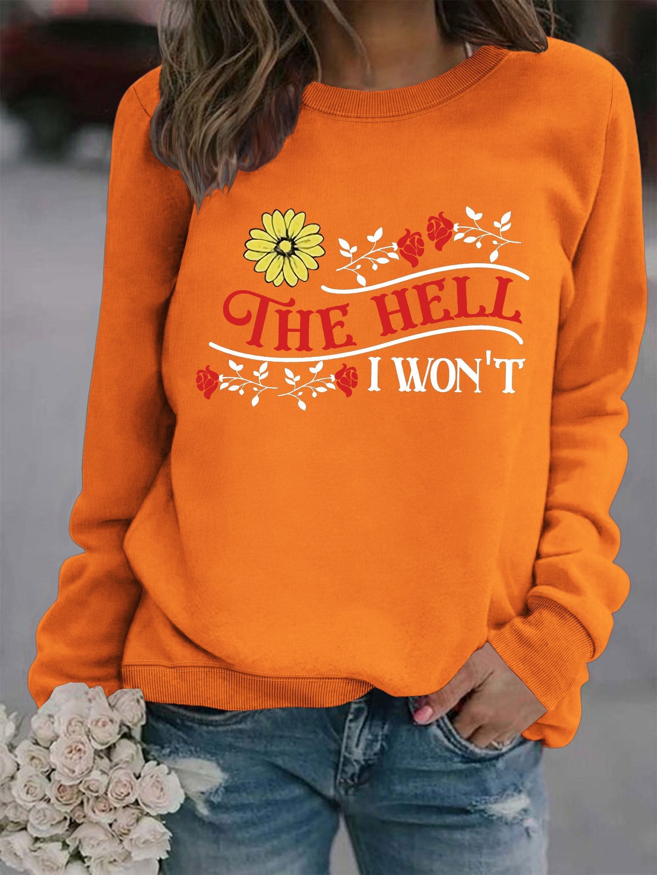 Damen Sweatshirt Verspieltes Motiv Bequem Grün Eveloria