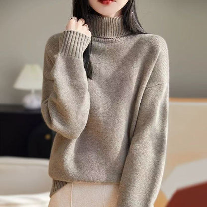 Damen Grobstrickpullover Hoher Kragen Weiches Material