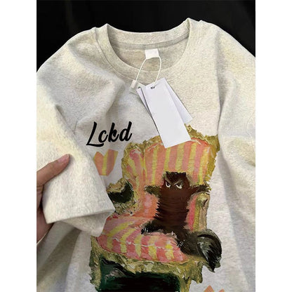 Damen Sweatshirt Katzendesign Humor Schwarz Eveloria - Eveloria