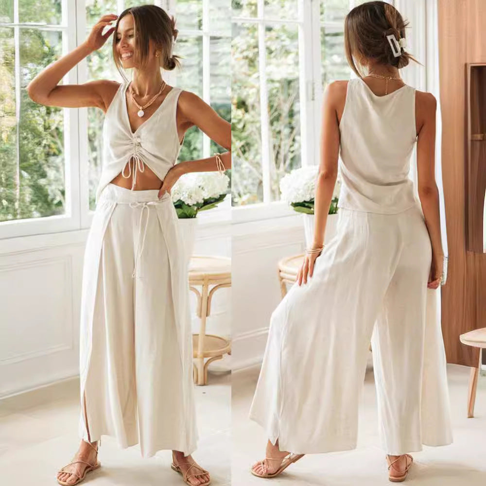 Damen Zweiteiliges Set Cropped weite Hose Eveloria - Eveloria