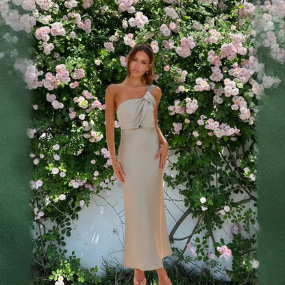 Damen Maxikleid Asymmetrisch Schwingender Saum Eveloria