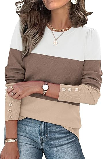 Damen Pullover Lässig Knopfdetails Eveloria
