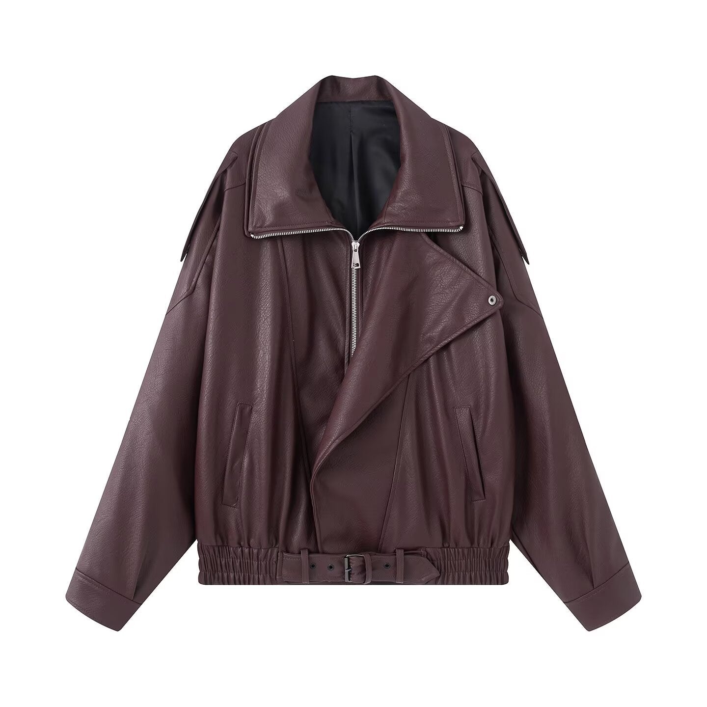 Damen Bikerjacke Kunstleder Asymmetrisch Eveloria