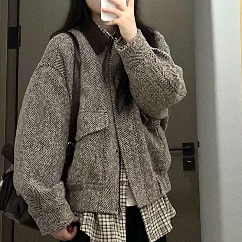 Damen Wolljacke Karomuster Eveloria