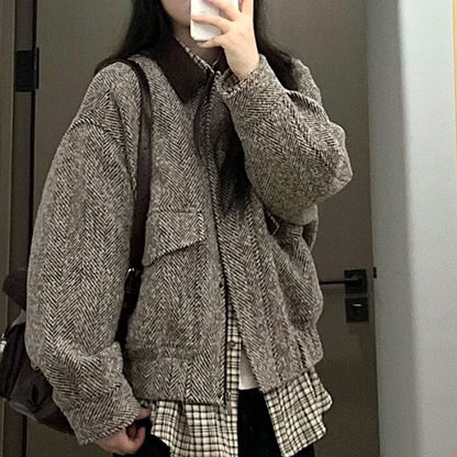 Damen Wolljacke Karomuster Eveloria