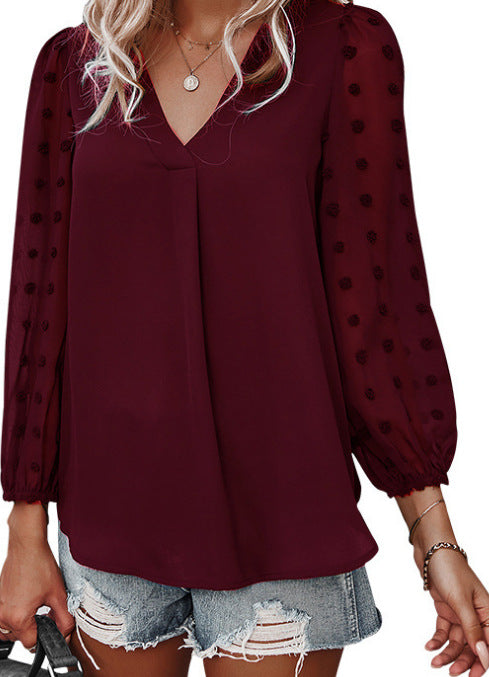 Damen Bluse mit Puffärmeln und Polka Dot Muster