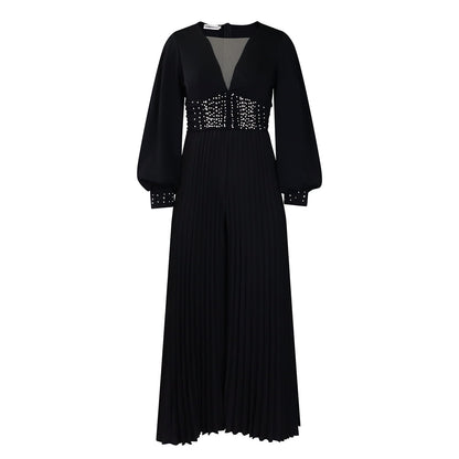 Damen Jumpsuit Plissiert Glitzernd Eveloria