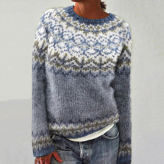 Damen Strickpullover Fair-Isle-Muster Lässig - Eveloria
