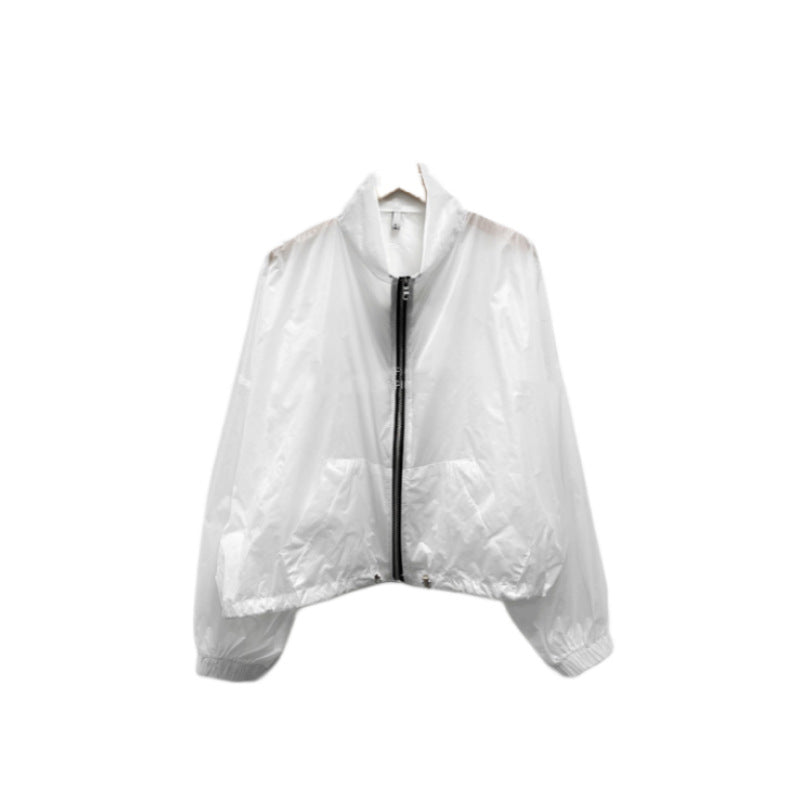 Damen Windjacke Transparent Reißverschluss Eveloria