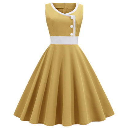 Damen A-Linien Swingkleid mit Knöpfen Elegant Eveloria