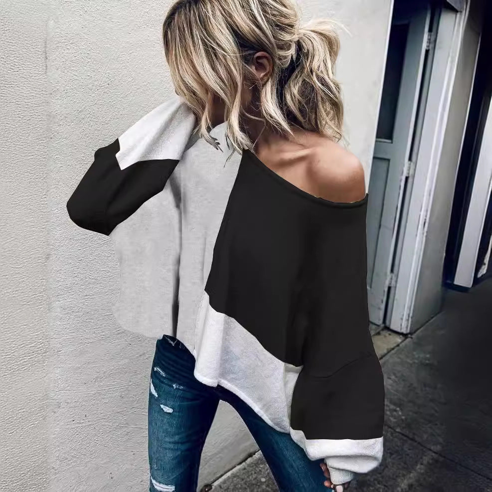 Damen Oversized-Pullover Kontrastfarben Großgeschnitten Eveloria - Eveloria