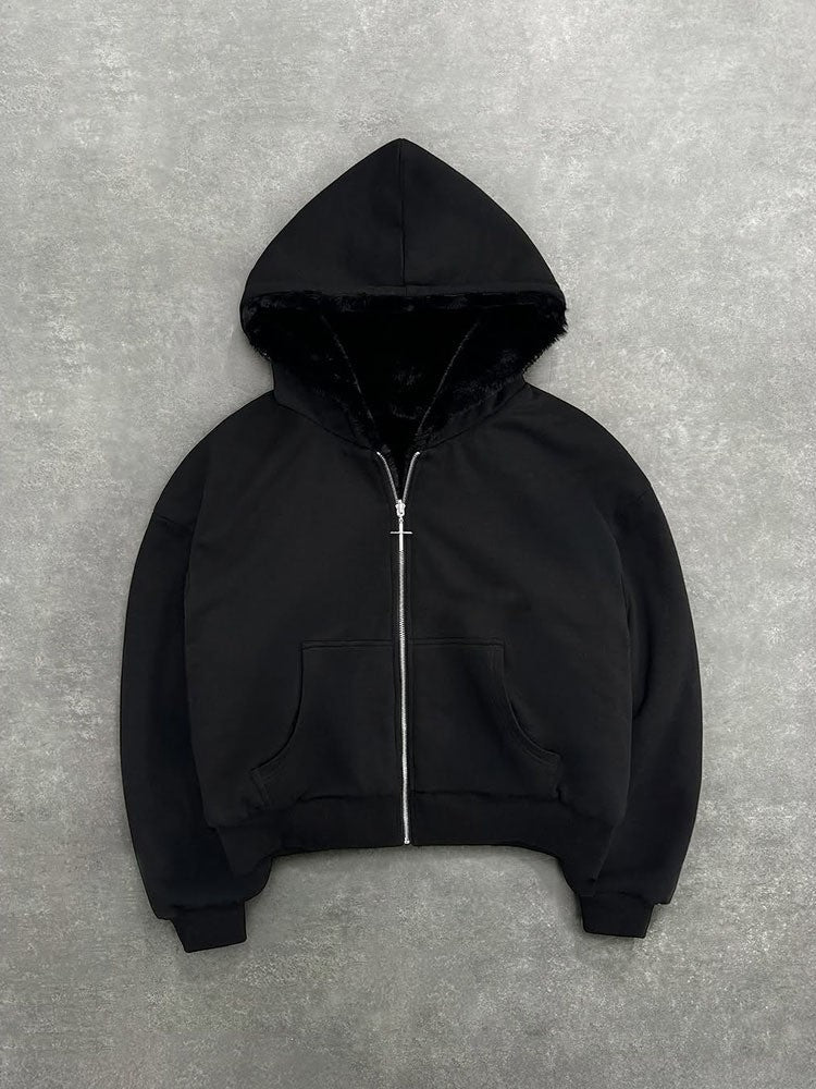 Damen Kapuzenjacke Tierfleece Innenfutter Eveloria