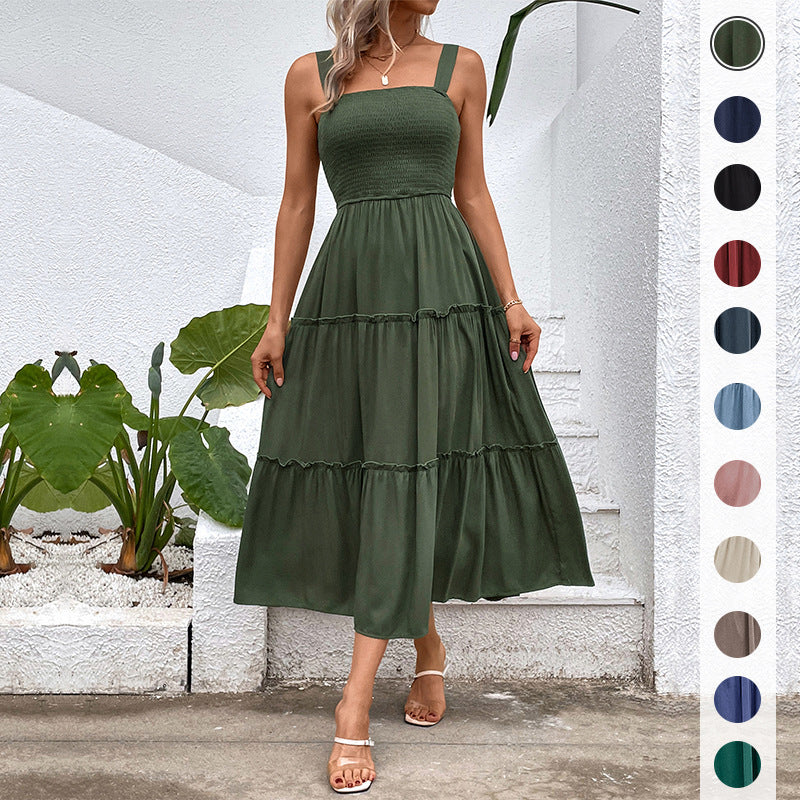 Damen Midikleid Luftige Rüschung Taillierter Schnitt Eveloria - Eveloria