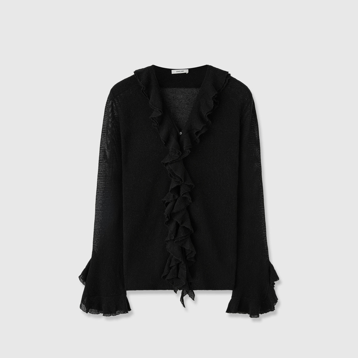 Damen Strickpullover Rüschenverzierung Eveloria