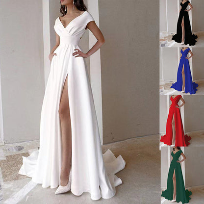 Damen Cocktailkleid V-Ausschnitt Geschwungen Saum Eveloria - Eveloria