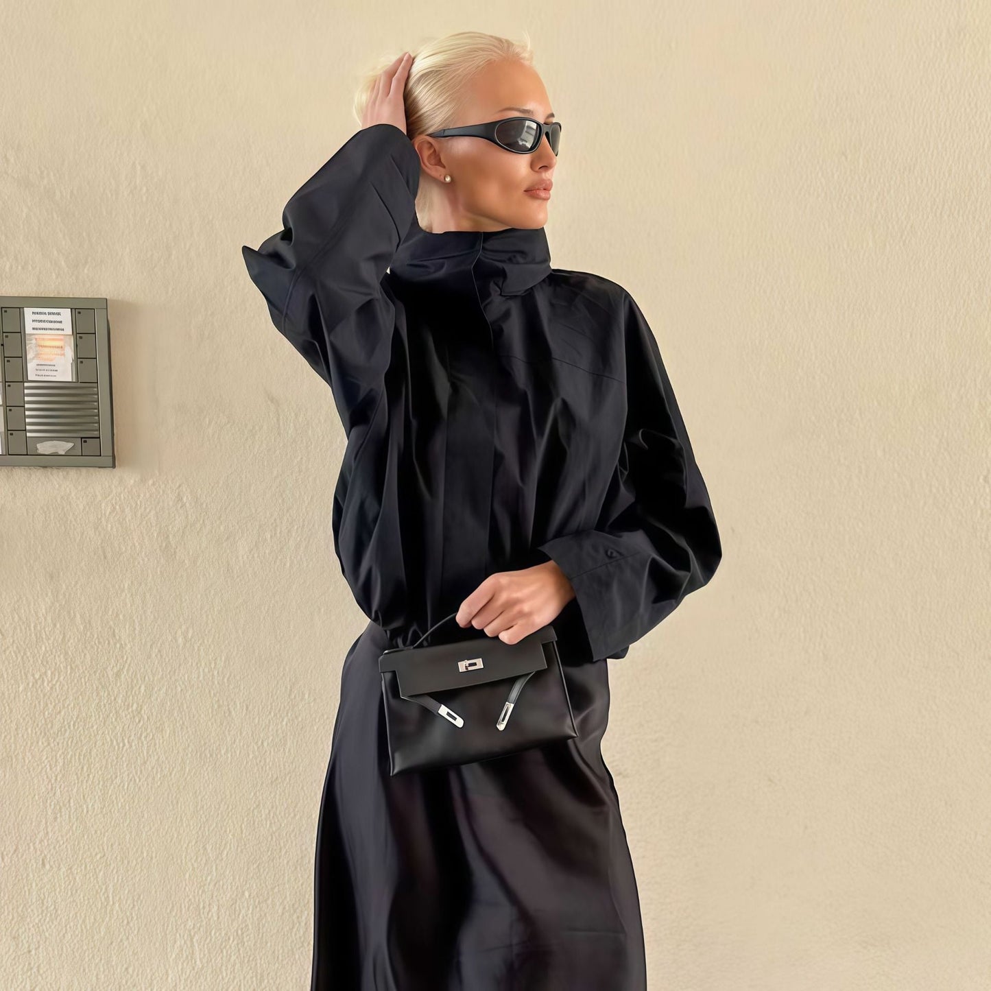 Damen Oversized-Jacke Hochkragen Innovatives Design Eveloria