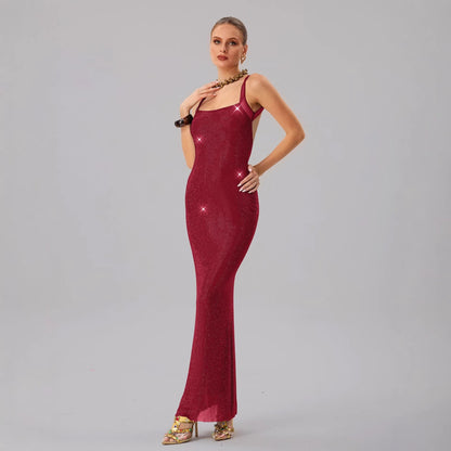 Damen Abendkleid mit Pailletten Tailliert Eveloria