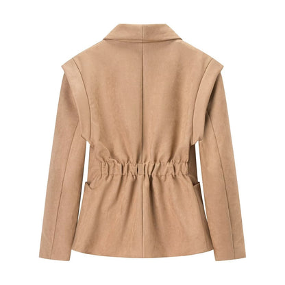 Damen Blazerjacke Wildlederimitat Weich Eveloria