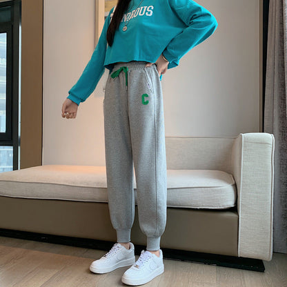 Damen Sportliches Loungewear-Set Cropped Oberteil Sweatpants