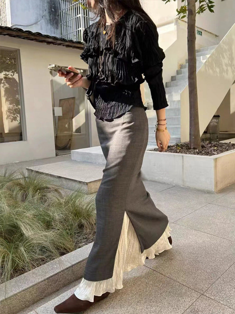 Damen Maxi-Rock Lagenlook Mit Schlitzen Eveloria