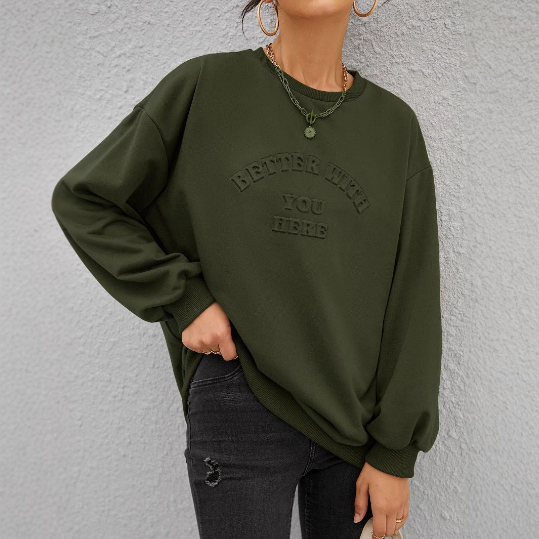 Damen Sweatshirt Lässig mit Schriftzug Eveloria